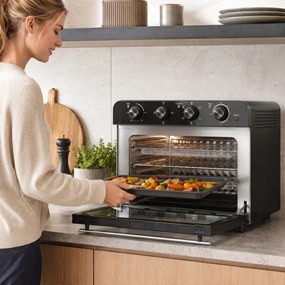 HOMCOM Piekarnik-frytkownica z termoobiegiem i zestawem rożna, regulator temperatury, minutnik, 1800 W | Aosom PL
