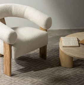 Kremowy designerski fotel KOKEI, dąb