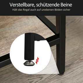 Regał HOMCOM, Biblioteczka w stylu industrialnym, Regał na dokumenty, Kuchenny, Płyta wiórowa P2, Metal, Czarny+jasny dąb, 120 x 32 x 95 cm