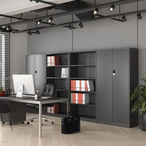 Biurowa szafa metalowa na akta DANIEL, 900 x 1850 x 400 mm, antracytowa