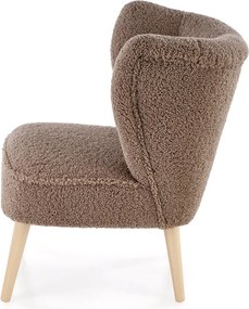 Fotel tapicerowany tkaniną typu baranek Mocca Halmar