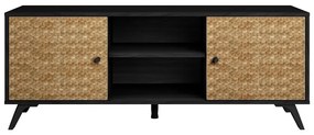 Czarna szafka pod TV w dekorze drewna egzotycznego 136x53 cm Hanoi – Marckeric