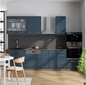 Szafki kuchenne  ciemnoniebieski wysoki połysk/antracyt 300x46x81.6 fame-line