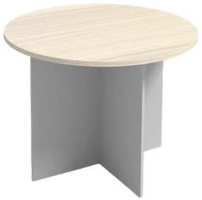 Stół konferencyjny z okrągłym blatem PRIMO GRAY, średnica 100 cm, szary/brzoza