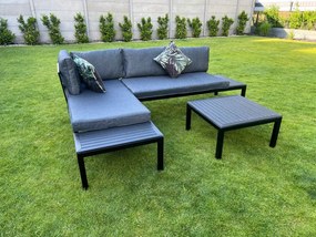 Narożnik ogrodowy ze stolikiem VENTO Czarny stalowy