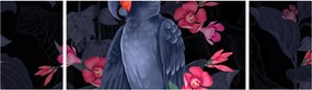 Obraz - Papuga wśród kwiatów (170x50 cm)