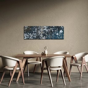 Obraz z kwiatowym wystrojem (z zegarem) (90x30 cm)