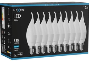 Mexen Nova 10x żarówka LED płomyk E14, C37, 5W, Zimna - 6500K, 525 lm - L106-E14-0565-01x10