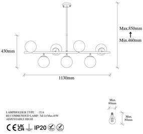 Lampa sufitowa w biało-złotym kolorze ze szklanym kloszem 40x113 cm Fazli – Opviq lights