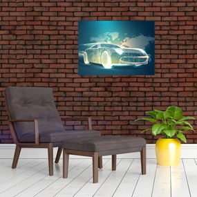 Obraz samochodu wykonany z geometrycznych kształtów (70x50 cm)