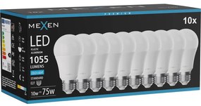 Mexen Nova 10x żarówka LED E27, A60, 10W, Zimna - 6500K, 1055 lm - L100-E27-1065-01x10