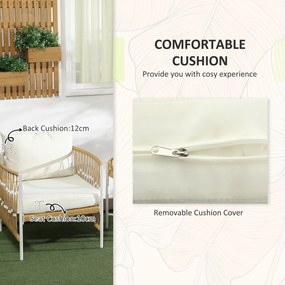 Outsunny Zestaw Mebli Ogrodowych z Rattanu Żółty+Kremowy 3-częściowy | Aosom PL