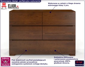 Komoda drewniana 5 szuflad Ventos 4S - Orzech