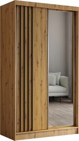 Szafa Przesuwna NELVIA 120 cm z Lustrem Szafa Dwudrzwiowa Dąb artisan