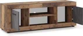 Szafka RTV BLAGO 140 cm Ciemny Dąb/Grafit Dwudrzwiowa do Salonu Loft