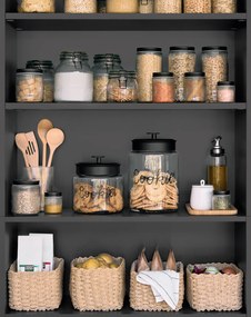 Słoik z metalową pokrywką KITCHEN ESSENTIALS, ryflowane szkło