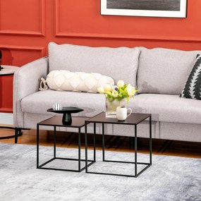 HOMCOM Zestaw 2 Stolików Kawowych Narożnych Nowoczesny Design Stalowa Rama Czarny 40x40x40cm | Aosom PL