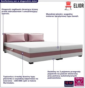 Różowo-białe dwuosobowe łóżko tapicerowane E5-C42