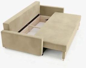 Sofa z Funkcją Spania MARIELA Beżowa Welurowa Nowoczesna
