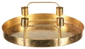 Metalowy świecznik adwentowy na 4 stożkowe świece,złoty, 25 x 25 x 7 cm