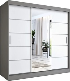 Szafa Przesuwna Biały 200 Cm Antracyt + B8-F55