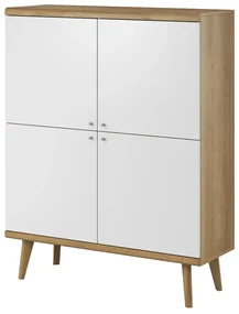 Komoda VIVIERA 4 110 dąb/biała PIASKI Meble