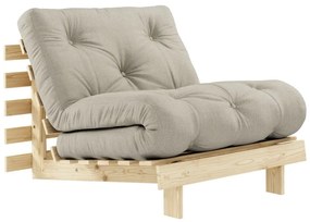 Fotel rozkładany z beżowym lnianym obiciem Karup Design Roots Raw/Linen