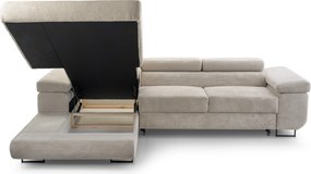 Masseno Narożnik GIULIO z funkcją spania i pojemnikiem na pościel Narozniki L, Rozkładana sofa - Beżowy, POSO 100