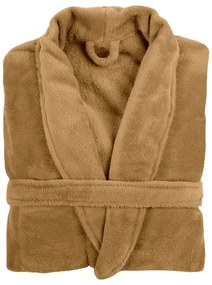 Musztardowy szlafrok z mikropluszu w rozmiarze S/M Cozy – Tiseco Home Studio