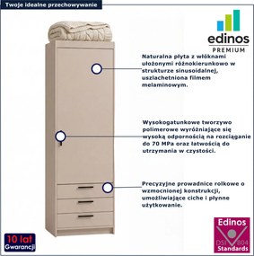 Kaszmirowa szafa jednodrzwiowa z 3 szufladami M0-B43