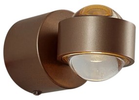 Designerski Kinkiet / Lampa scienna ciemny brąz z LED IP44 - LensDesignerski Oswietlenie wewnetrzne