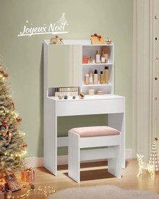 Toaletka Biała z lustrem, półkami, szufladą - RDT118W01