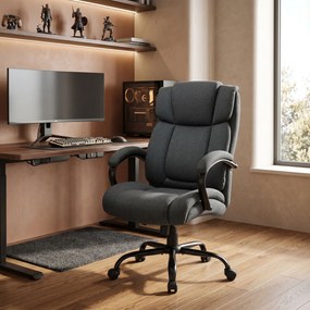 Vinsetto Fotel biurowy, Ergonomiczny fotel biurowy, Fotel obrotowy z wyściełanym podłokietnikiem, do 220 kg, Szary