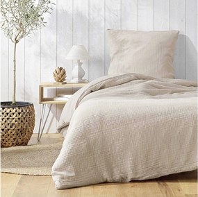 Komplet pościeli z gazy bawełnianej "Angélia" 140x200cm Piaskowy - Miękkość i Komfort