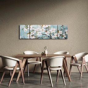 Obraz - Malowanie, kwitnące gałęzie drzew (170x50 cm)