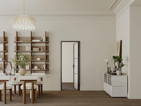 Drzwi kompletne dwustronne z aluminium i matowego szkła hartowanego - wys. 204 x szer. 83 cm - Czarny - MASERU