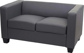 Sofa dwuosobowa Lille,  sztuczna skóra, ciemnoszara