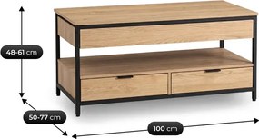 Ławostół Rozkładany LUCA 100 cm Dąb/Czarny Loft - Stół i Ława do Salonu