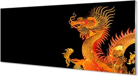 Panel Kuchenny Szklany Złoty Smok w Stylu Orientalnym