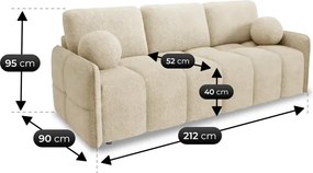Sofa PURE Rozkładana Dwuosobowa Beżowa Boucle Japandi