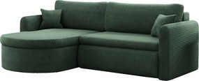 Uniwersalny narożnik Verona L z funkcją spania, do salonu, zielony
