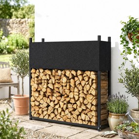 Outsunny Stojak na drewno 106 x 25 x 113 cm regał na drewno z pokrowcem 600D-Oxford rama stalowa do 250 kg Czarny | Aosom PL