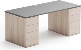Biurko z przestrzenią do przechowywania BLOCK B03, 180x80 cm, dąb naturalny/grafit