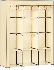 HOMCOM Szafa ubraniowa z tkaniny Beżowa Przestronna z półkami i drążkiem 125x43x1625cm | Aosom PL