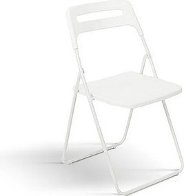 Zestaw 6 składanych krzeseł z białego metalu i białego polipropylenu - ALMERIA