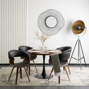 Krzesło Tapicerowane z Drewna Giętego Do Jadalni OHIO Czarne Ekoskóra Nowoczesne Loft