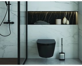 Ciemnoszara szczotka do WC ze stali nierdzewnej Cleany – Metaltex