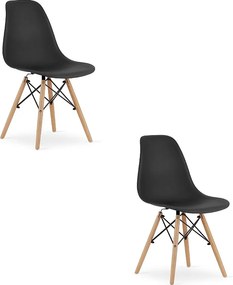 Krzesło Valora OSAKA, czarne, naturalne nogi, do salonu x2