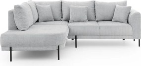 Jasnoszary narożnik z tkaniny szenilowej (lewostronny/w kształcie litery L) Mauris – Ropez