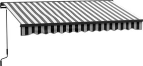 Outsunny Markiza przeciwsłoneczna Tarasowa Markiza, odporna na warunki atmosferyczne, 1 korbka, 395 x 250 x 150 cm, Szary + Biały